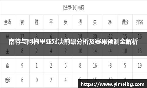 南特与阿梅里亚对决前瞻分析及赛果预测全解析